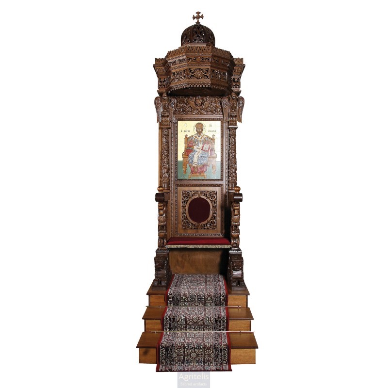 Bishop Throne, Christian Orthodox Chair, Woodcraft, Oak, ieraskevi.com, Agritelis, Church Supplies