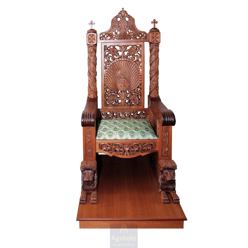 Bishop Throne, Christian Orthodox Chair, Woodcraft, Oak, ieraskevi.com, Agritelis, Church Supplies