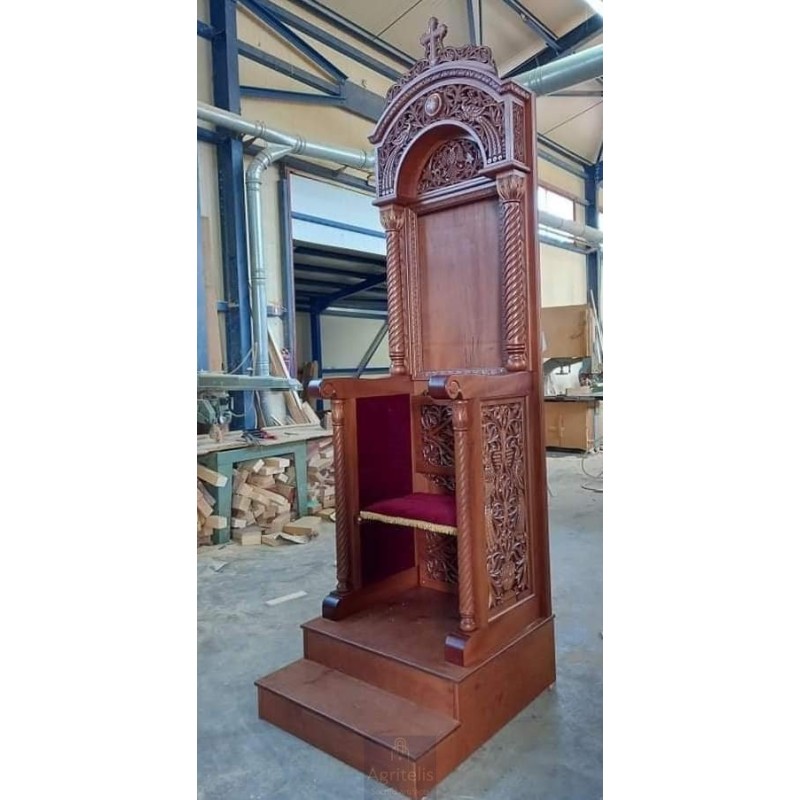 Bishop Throne, Christian Orthodox Chair, Woodcraft, Oak, ieraskevi.com, Agritelis, Church Supplies