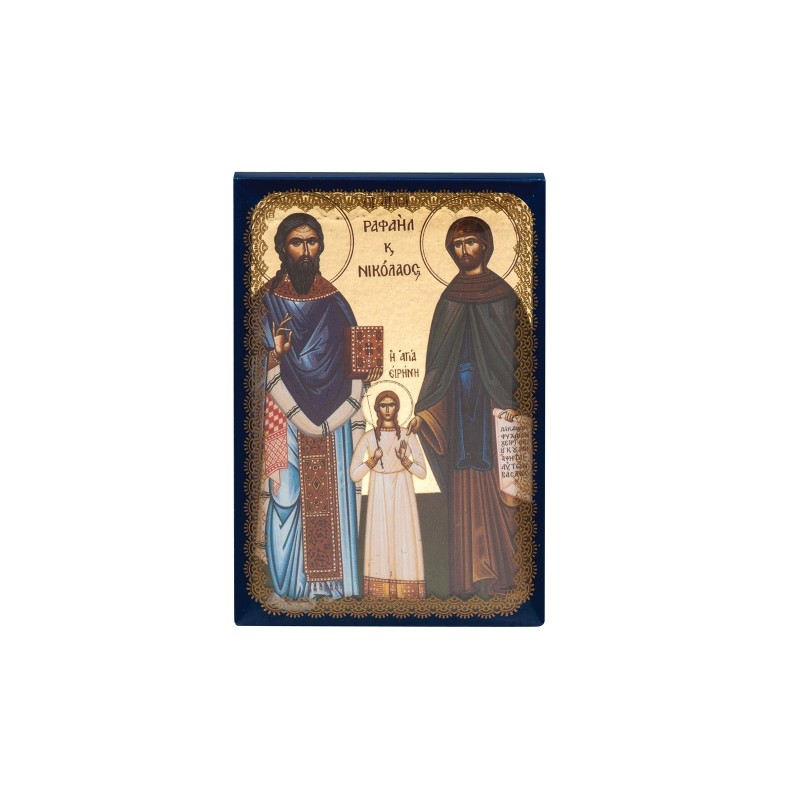 Christian Orthodox Icon, Icon on wood, Saints Raphael - Nicholas and Saint Irene, Agritelis Sacred Artifacts, ieraskevi.com