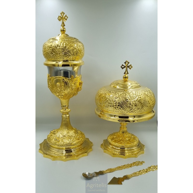 Chalice set, Gold Plated Chalice, Enameled Chalice, Agritelis, Church Supplies, ieraskevi.com