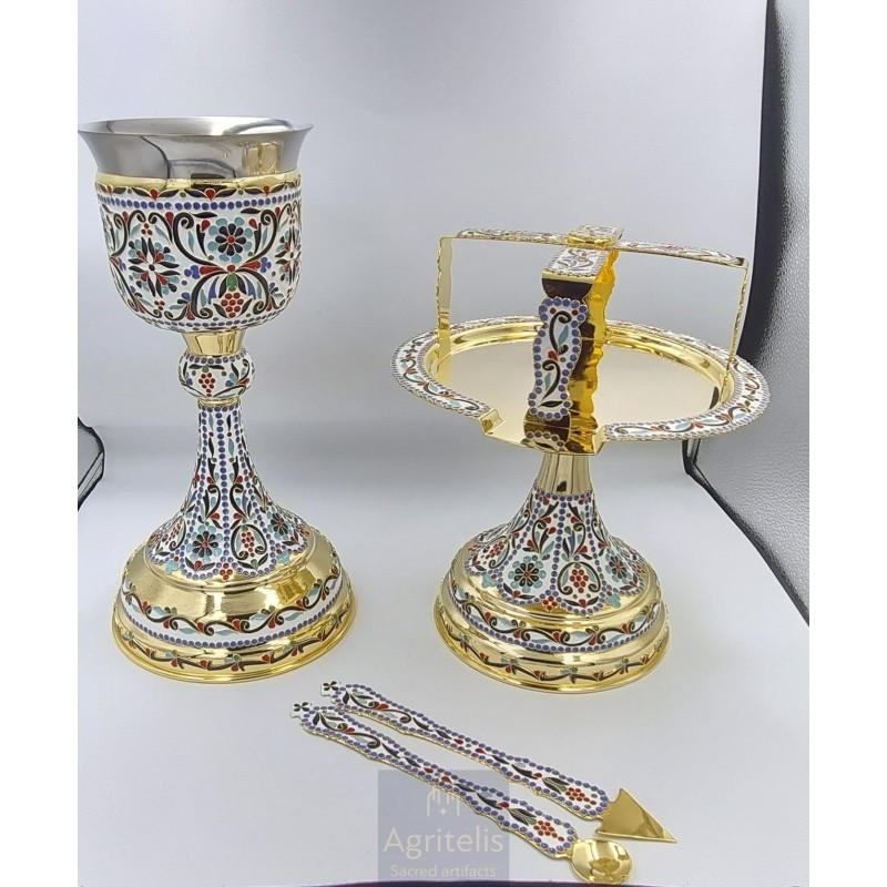 Chalice set, Gold Plated Chalice, Enameled Chalice, Agritelis, Church Supplies, ieraskevi.com