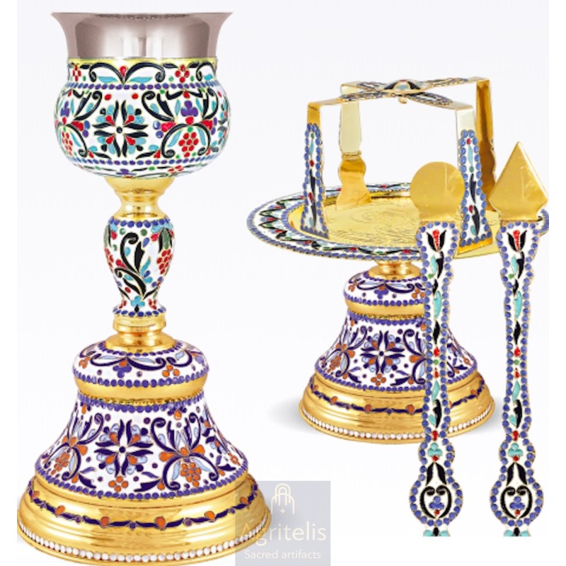 Chalice set, Gold Plated Chalice, Enameled Chalice, Agritelis, Church Supplies, ieraskevi.com