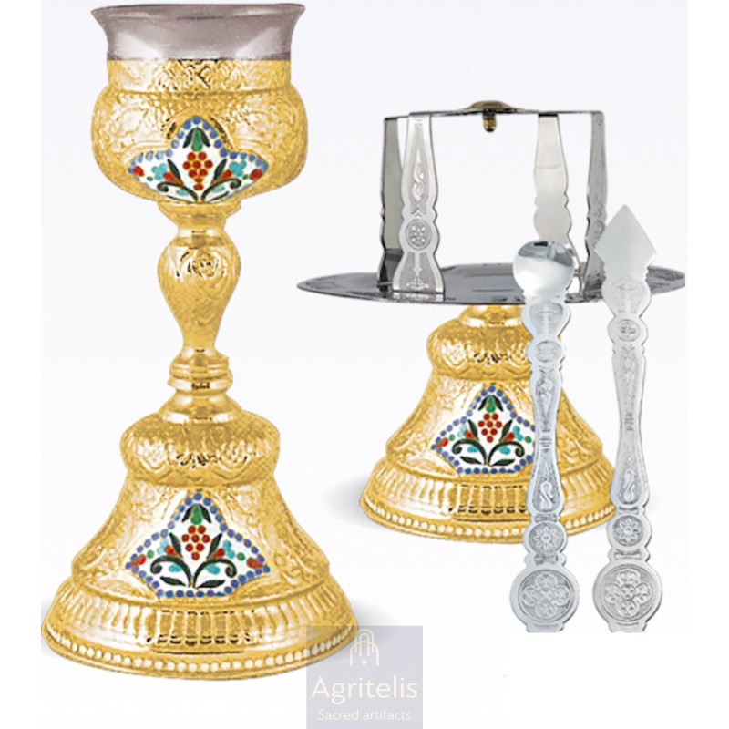 Chalice set, Gold Plated Chalice, Enameled Chalice, Agritelis, Church Supplies, ieraskevi.com