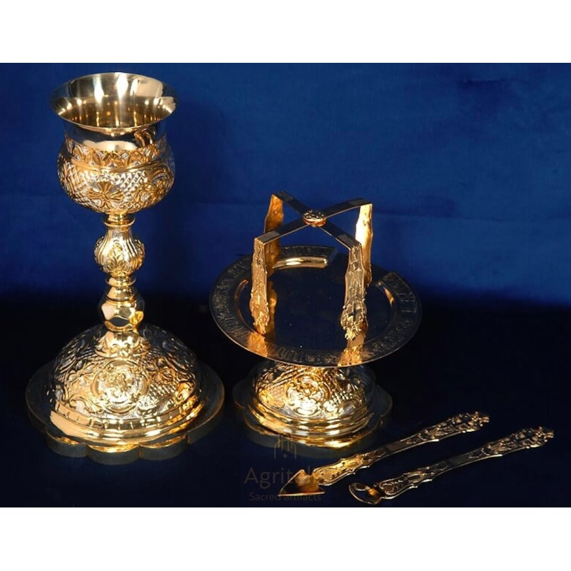 Chalice set, Gold Plated Chalice, Enameled Chalice, Agritelis, Church Supplies, ieraskevi.com