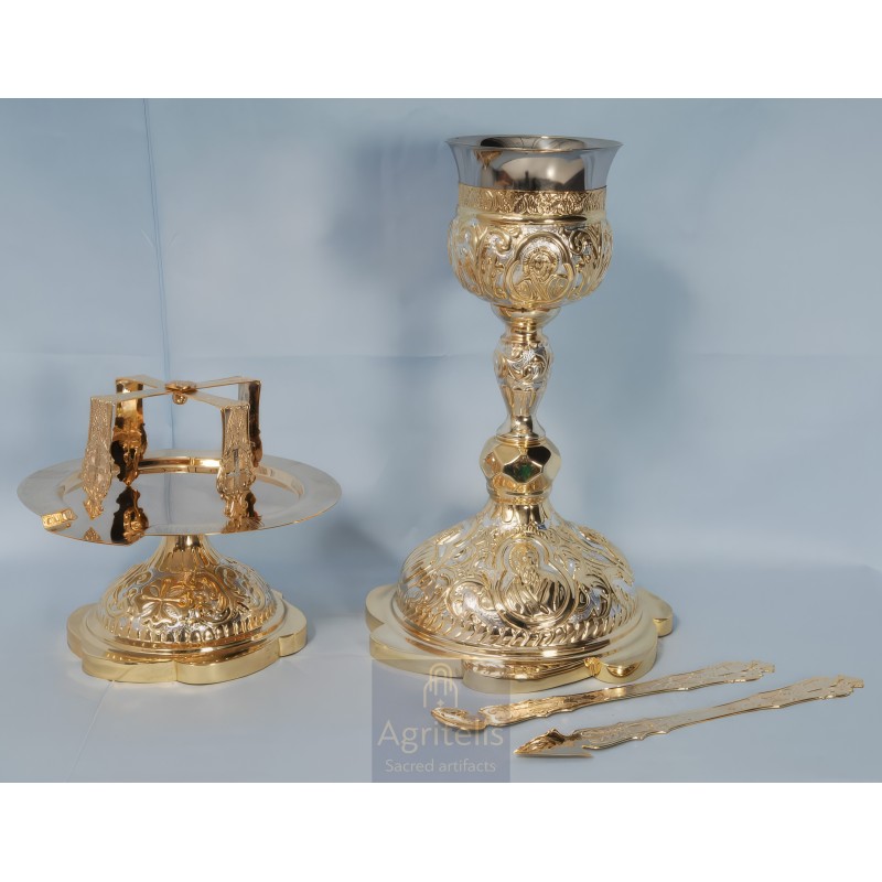 Chalice set, Gold Plated Chalice, Enameled Chalice, Agritelis, Church Supplies, ieraskevi.com