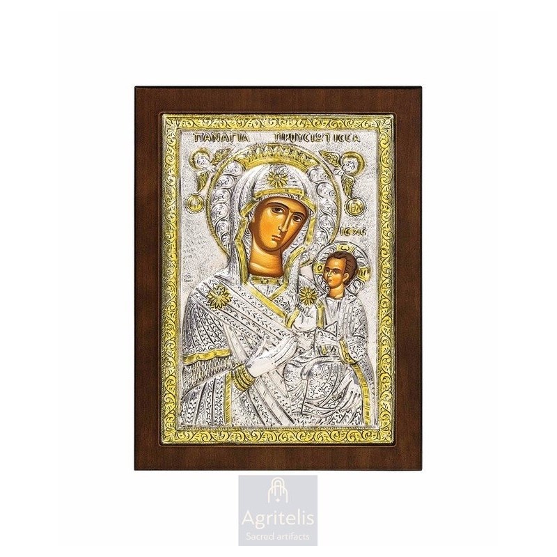 Silver Icon, Agritelis Sacred Artifacts, ieraskevi.com,  Virgin Mary of Amaranto Rhodes 23 x 17cm