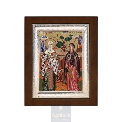 Silver Icon, Agritelis Sacred Artifacts, ieraskevi.com, Saint Cyprian and Saint Justina 26,5 x 21,5 cm