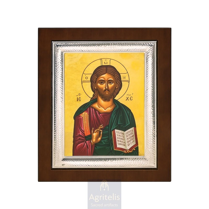 Silver Icon, Agritelis Sacred Artifacts, ieraskevi.com, Christ Theme A 26,5 x 21,5 cm