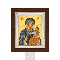 Silver Icon, Agritelis Sacred Artifacts, ieraskevi.com, Panagia Odigitria (Guide) Blue Dress 26,5 x 21,5 cm