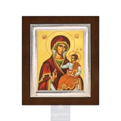 Silver Icon, Agritelis Sacred Artifacts, ieraskevi.com, Panagia Odigitria (Guide) Red Dress 26,5 x 21,5 cm