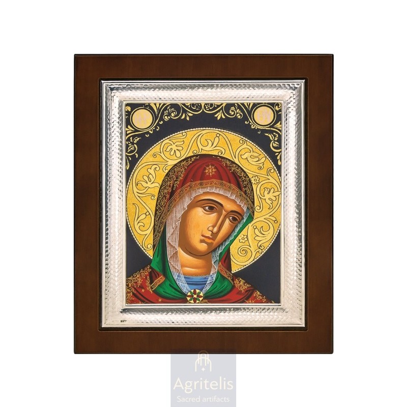 Silver Icon, Agritelis Sacred Artifacts, ieraskevi.com, Panagia Eleousa (Merciful) 26,5 x 21,5 cm