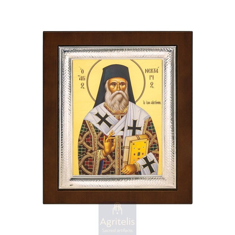 Silver Icon, Agritelis Sacred Artifacts, ieraskevi.com, Saint Menas 26,5 x 21,5 cm