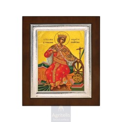 Silver Icon, Agritelis Sacred Artifacts, ieraskevi.com,  Saint Eleftherios 23 x 17cm