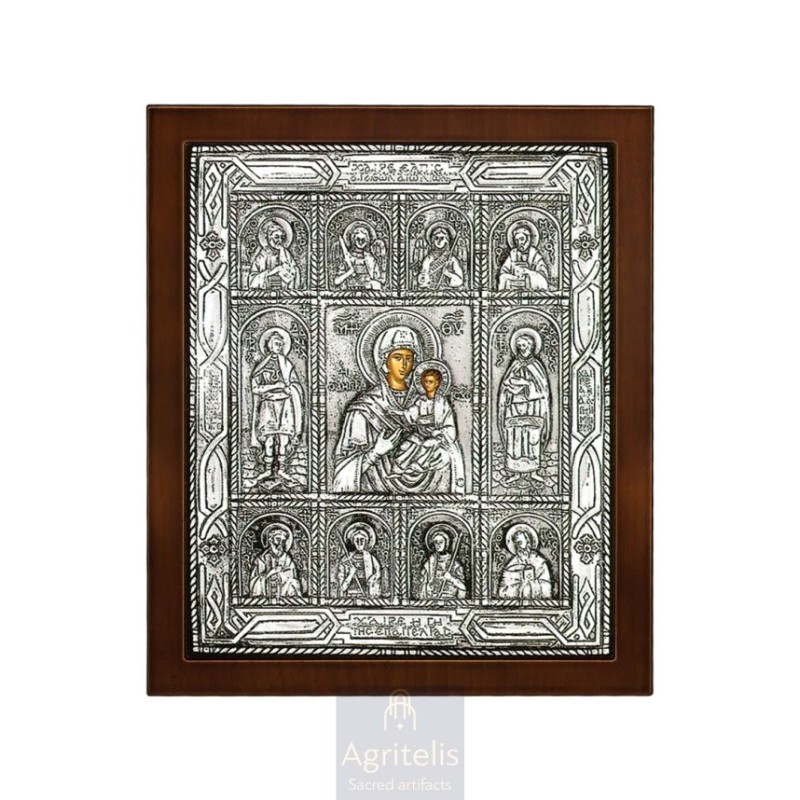 Silver Icon, Agritelis Sacred Artifacts, ieraskevi.com, VIRGIN MARY THE LAND OF THE OCCUPATION 27 x 23 cm