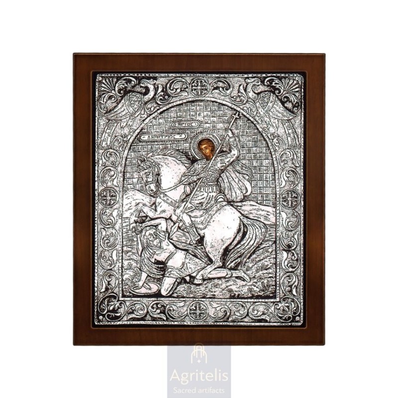 Silver Icon, Agritelis Sacred Artifacts, ieraskevi.com, SAINT DEMETRIOS 27 x 23 cm