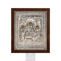 Silver Icon, Agritelis Sacred Artifacts, ieraskevi.com, HOLY TRINITY THE HOSPITALITY OF ABRAHAM 27 x 23 cm