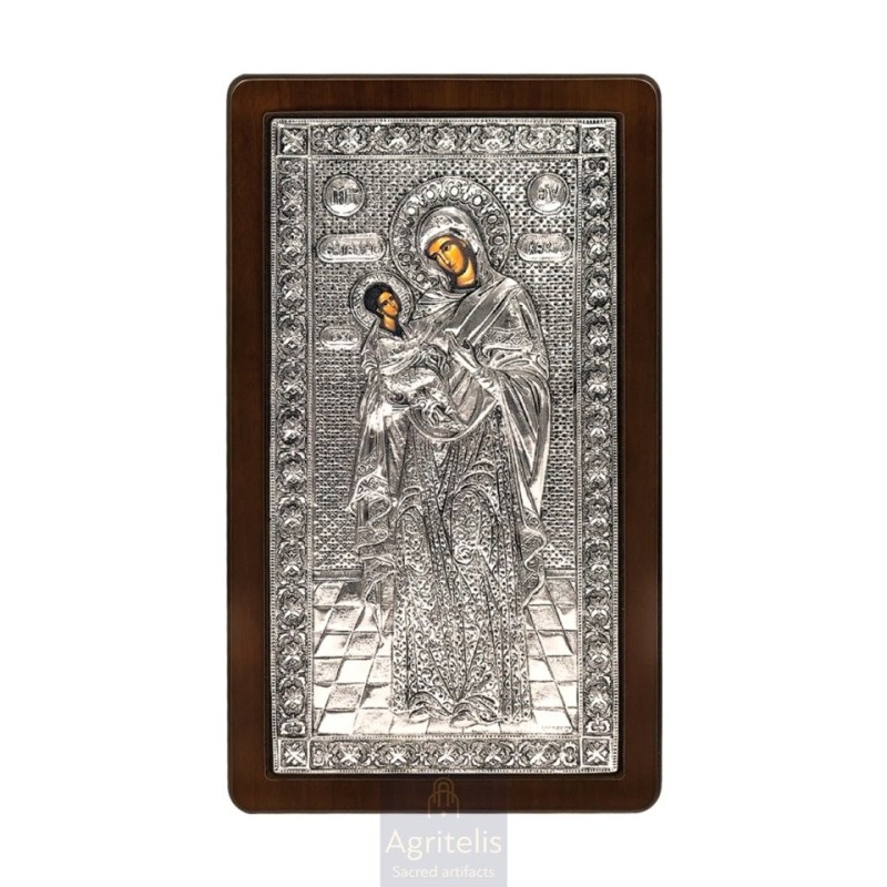 Silver Icon, Agritelis Sacred Artifacts, ieraskevi.com, Virgin Mary the Extensive Ikessia Dimension 28.5 x 16.5cm