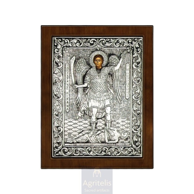 Silver Icon, Agritelis Sacred Artifacts, ieraskevi.com, Noble Archangel Michael 24 x 19cm