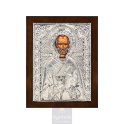 Silver Icon, Agritelis Sacred Artifacts, ieraskevi.com, Saint Nicholas 24 x 19cm