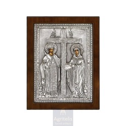 Silver Icon, Agritelis Sacred Artifacts, ieraskevi.com, Saints Constantine and Helen 24 x 19cm