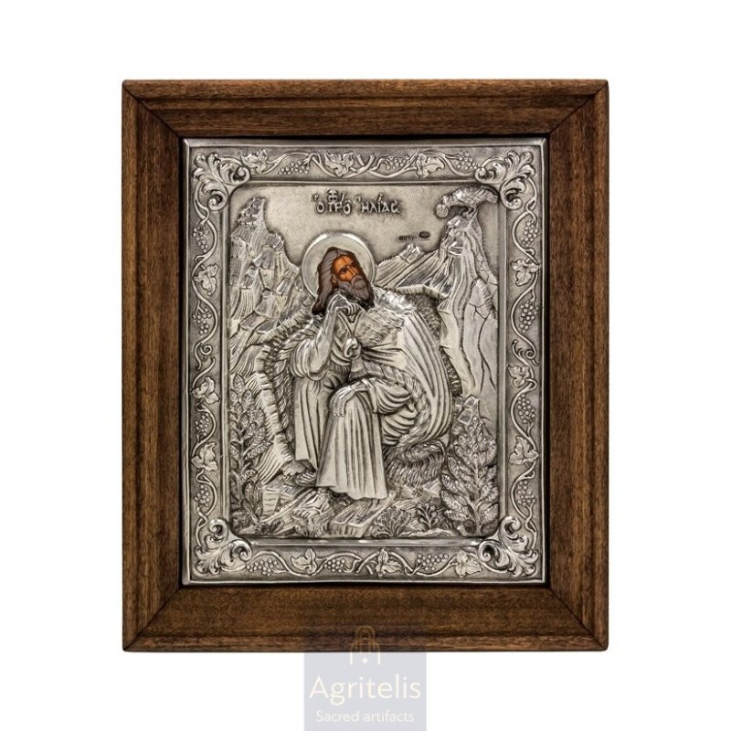 Silver Icon, Agritelis Sacred Artifacts, ieraskevi.com, PROPHET ELIAS 26.5 x 22.5 cm