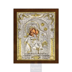 Silver Icon, Agritelis Sacred Artifacts, ieraskevi.com, VIRGIN MARY, SWEET KISSER OF ANGELS 31 x 25 cm