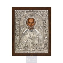 Silver Icon, Agritelis Sacred Artifacts, ieraskevi.com, SAINT NICHOLAS 31 x 25 cm