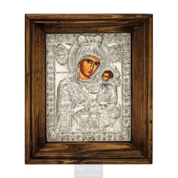 Silver Icon, Agritelis Sacred Artifacts, ieraskevi.com, PANAGIA HUNDRED-GATES DIMENSION 20.5 X 17 cm