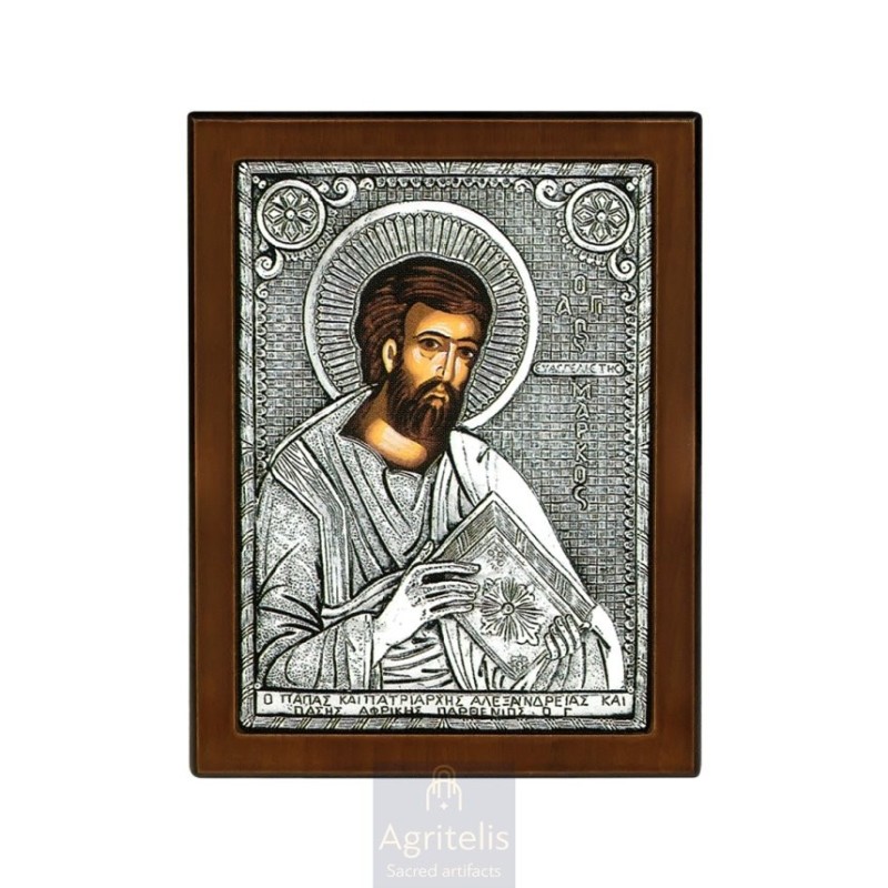 Silver Icon, Agritelis Sacred Artifacts, ieraskevi.com, SAINT MARK 18 x 14 cm