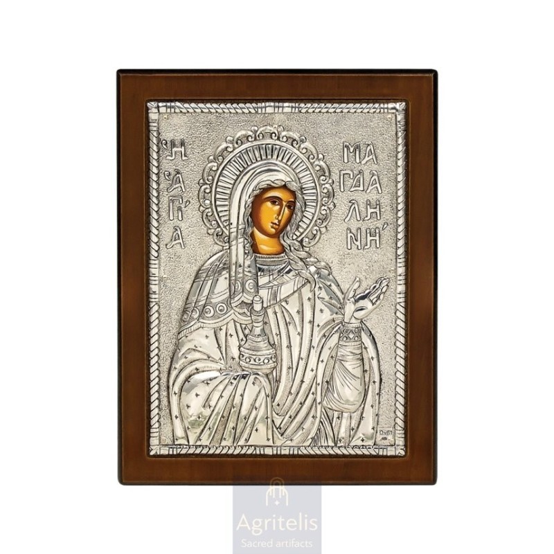 Silver Icon, Agritelis Sacred Artifacts, ieraskevi.com, SAINT MAGDALENE 18 x 14 cm