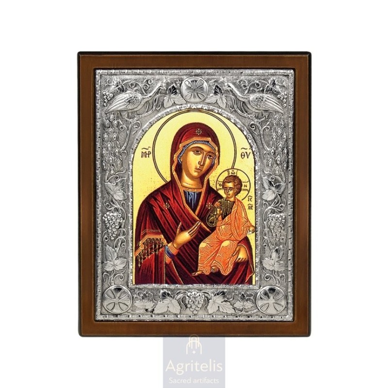 Silver Icon, Agritelis Sacred Artifacts, ieraskevi.com, PANAGIA AMOLYNTOS 29 x 23 cm