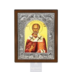 Silver Icon, Agritelis Sacred Artifacts, ieraskevi.com, SAINT NICHOLAS 29 x 23 cm