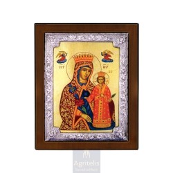 Silver Icon, Agritelis Sacred Artifacts, ieraskevi.com, Virgin Mary Rodos Amaranto 28 x 22 cm