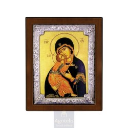 Silver Icon, Agritelis Sacred Artifacts, ieraskevi.com, Virgin Mary Glykofilousa Vladimir 28 x 22 cm