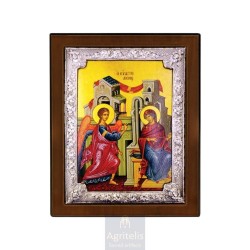 Silver Icon, Agritelis Sacred Artifacts, ieraskevi.com, The Annunciation of the Theotokos 28 x 22 cm