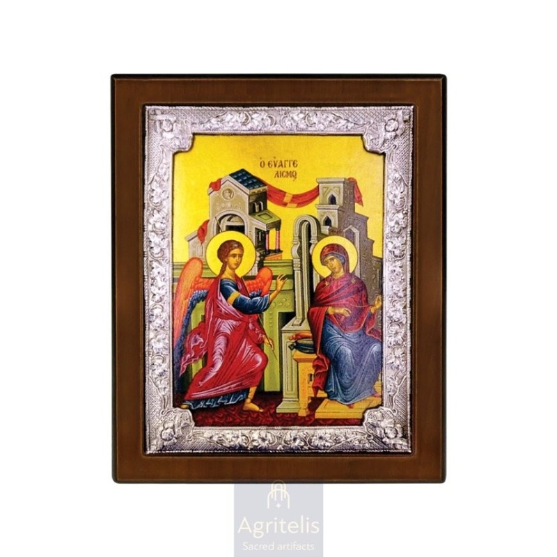 Silver Icon, Agritelis Sacred Artifacts, ieraskevi.com, The Annunciation of the Theotokos 28 x 22 cm