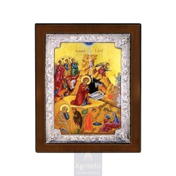 Silver Icon, Agritelis Sacred Artifacts, ieraskevi.com, The Nativity of Christ 28 x 22 cm