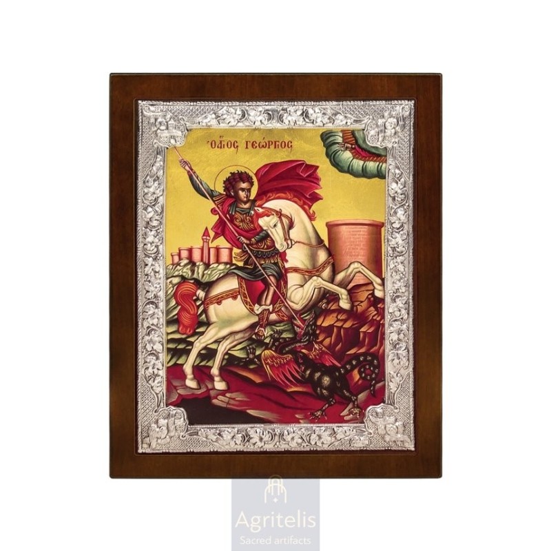 Silver Icon, Agritelis Sacred Artifacts, ieraskevi.com, Saint George 28 x 22 cm