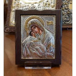 Silver Icon, Agritelis Sacred Artifacts, ieraskevi.com, Virgin Mary Glykofilousa Dimension 18 x 15.5 cm