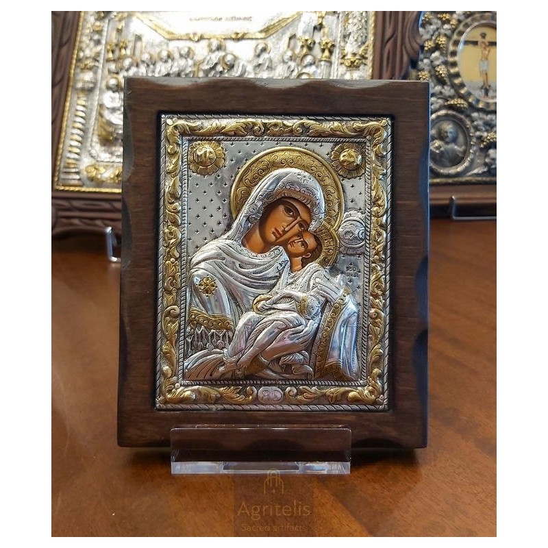 Silver Icon, Agritelis Sacred Artifacts, ieraskevi.com, Virgin Mary Brephokratousa Dimension 18 x 15.5 cm