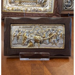 Silver Icon, Agritelis Sacred Artifacts, ieraskevi.com, The Dormition of the Theotokos Dimension 18.5 x 10.5 cm