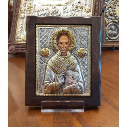 Silver Icon, Agritelis Sacred Artifacts, ieraskevi.com, Saint Nicholas Dimension 18 x 15.5 cm