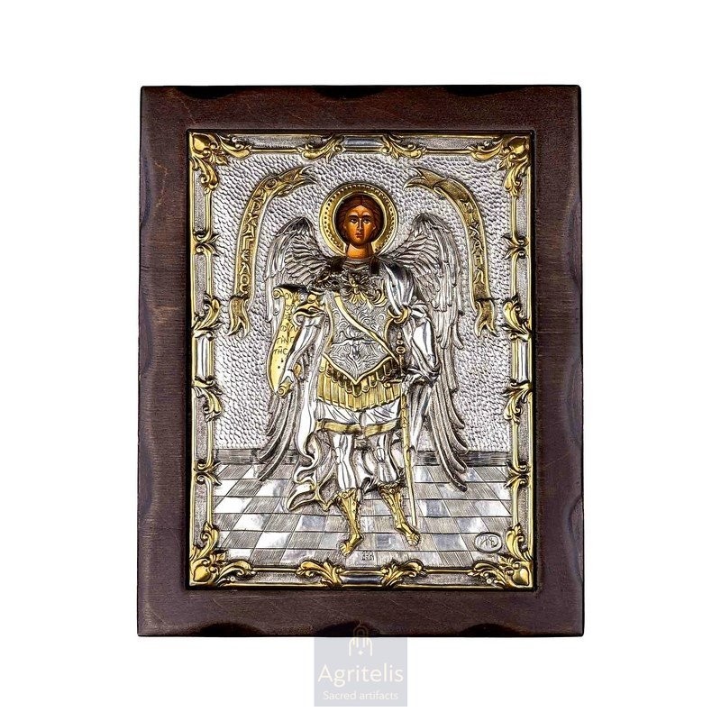 Silver Icon, Agritelis Sacred Artifacts, ieraskevi.com, Archangel Michael 25 x 19.5 cm