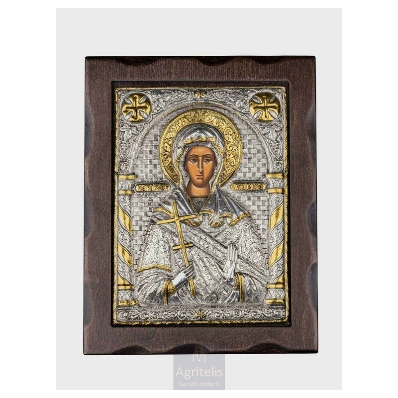 Silver Icon, Agritelis Sacred Artifacts, ieraskevi.com, Saint Marina 25 x 19.5 cm