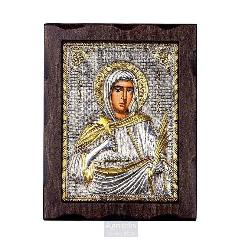 Silver Icon, Agritelis Sacred Artifacts, ieraskevi.com, Saint Kyriaki 25 x 19.5 cm