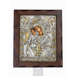 Silver Icon, Agritelis Sacred Artifacts, ieraskevi.com, Virgin Mary Axiom Esti Theme B 29.5 x 24.5 cm