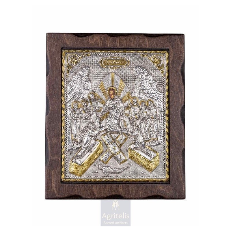 Silver Icon, Agritelis Sacred Artifacts, ieraskevi.com, The Resurrection 29.5 x 24.5 cm