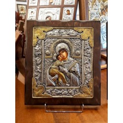 Silver Icon, Agritelis Sacred Artifacts, ieraskevi.com, Panagia Glykofilousa 34 x 28 cm