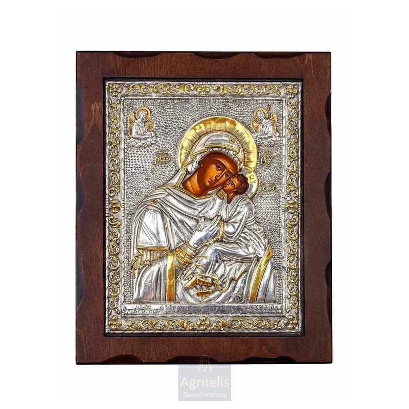 Silver Icon, Agritelis Sacred Artifacts, ieraskevi.com, Panagia Glykofilousa 34 x 28 cm